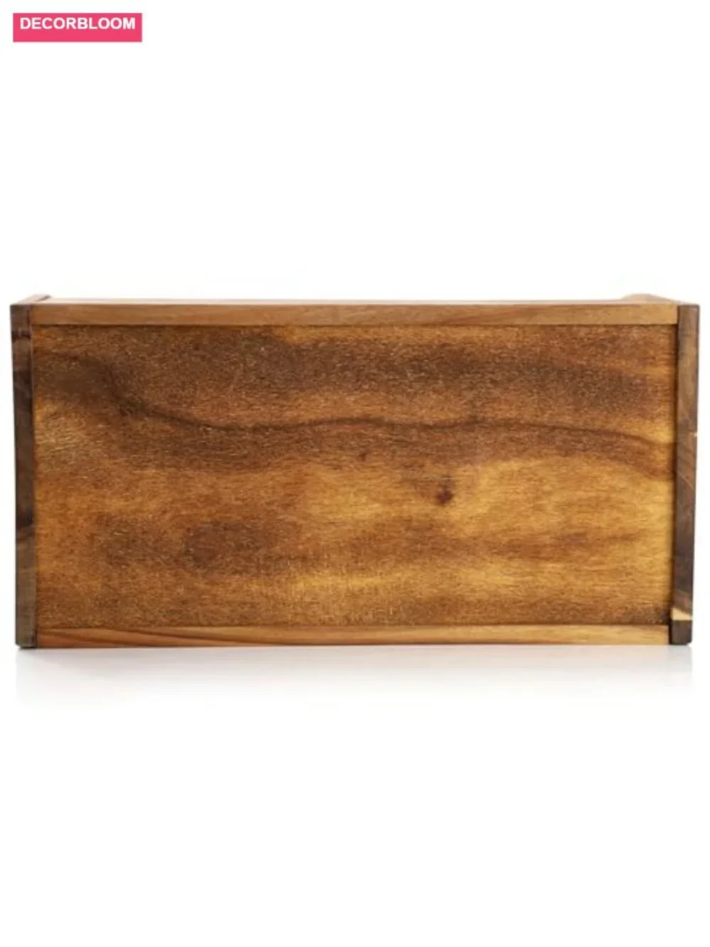 Acacia Wood Bread Box with Clear Sliding Lid, Rustic Kitchen Storage